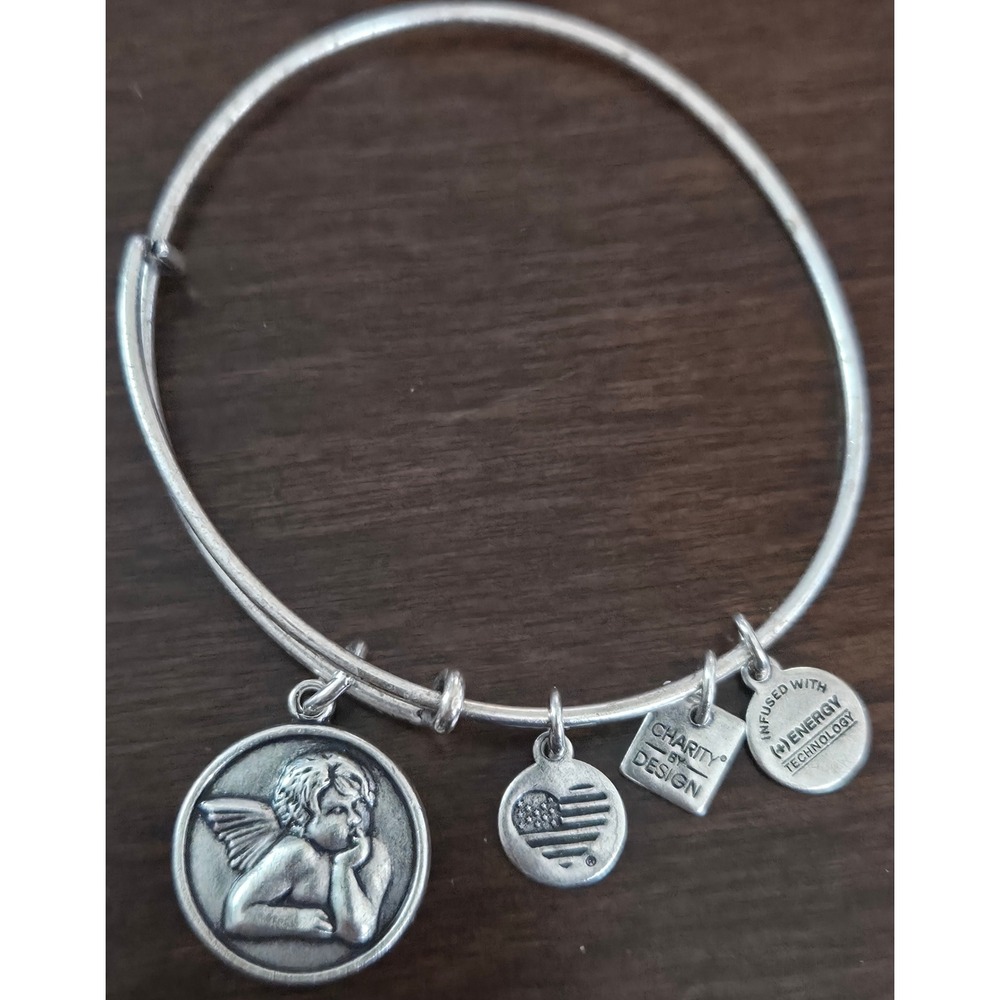 Alex and Ani Cherub Bangle Bracelet Silver Tone Charity by Design Angel 2015‎